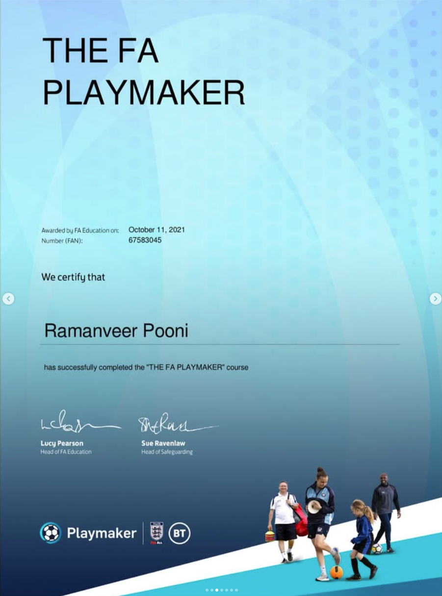 FA Playmaker Certificate