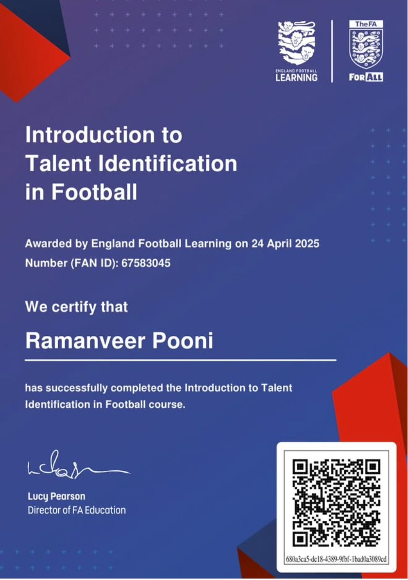 Intro to Talent Identification Certificate