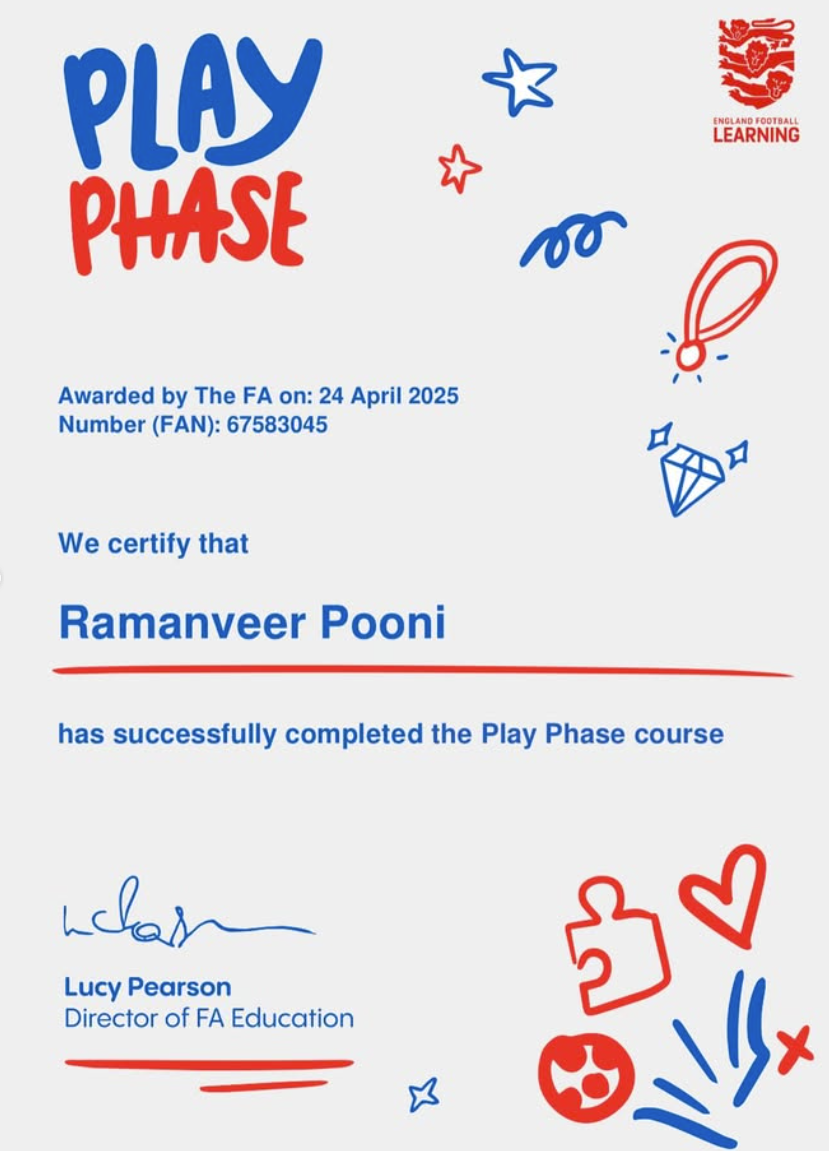 Play Phase Certificate